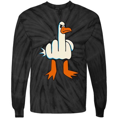 I DonT Give A Duck Middle Finger Funny Offensive Rude Tie-Dye Long Sleeve Shirt