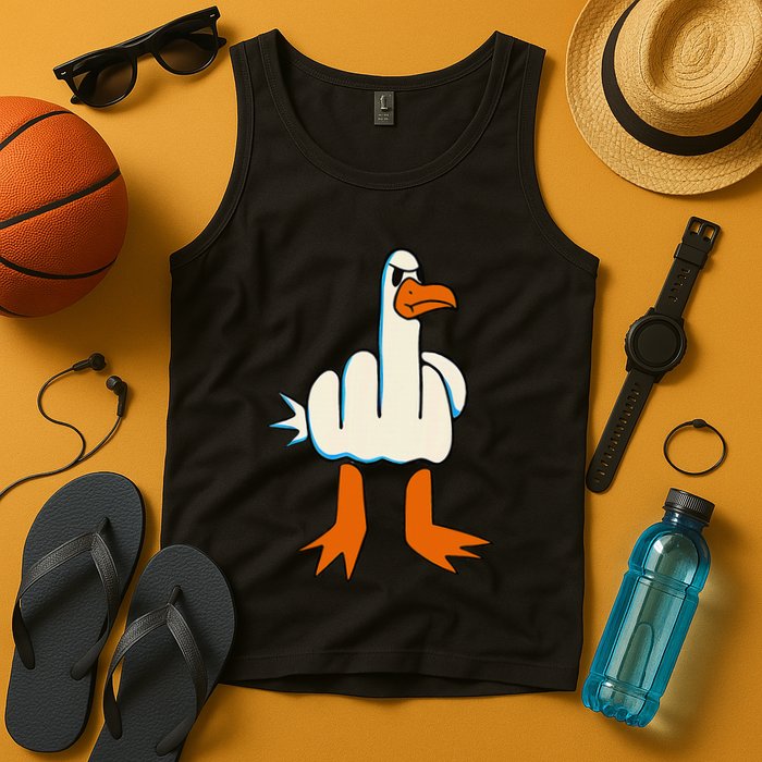 I DonT Give A Duck Middle Finger Funny Offensive Rude Tank Top