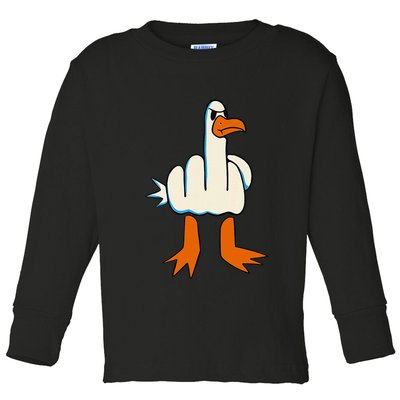 I DonT Give A Duck Middle Finger Funny Offensive Rude Toddler Long Sleeve Shirt