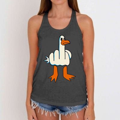 I DonT Give A Duck Middle Finger Funny Offensive Rude Women's Knotted Racerback Tank