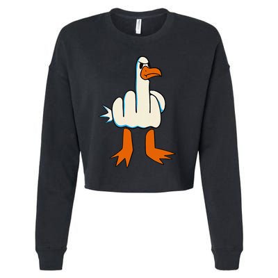 I DonT Give A Duck Middle Finger Funny Offensive Rude Cropped Pullover Crew