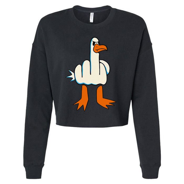 I DonT Give A Duck Middle Finger Funny Offensive Rude Cropped Pullover Crew
