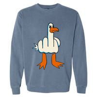 I DonT Give A Duck Middle Finger Funny Offensive Rude Garment-Dyed Sweatshirt