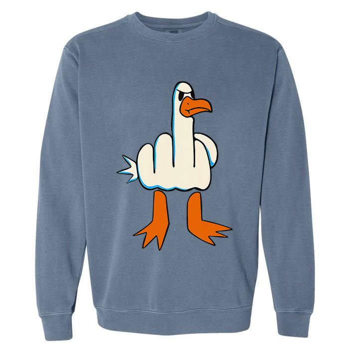 I DonT Give A Duck Middle Finger Funny Offensive Rude Garment-Dyed Sweatshirt