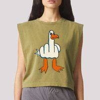 I DonT Give A Duck Middle Finger Funny Offensive Rude Garment-Dyed Women's Muscle Tee