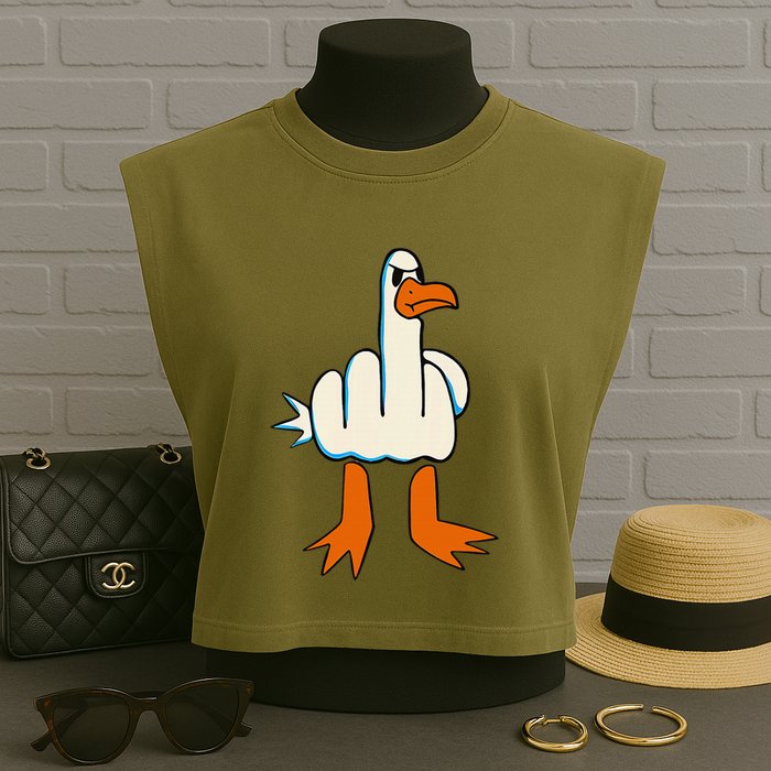 I DonT Give A Duck Middle Finger Funny Offensive Rude Garment-Dyed Women's Muscle Tee