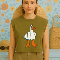 I DonT Give A Duck Middle Finger Funny Offensive Rude Garment-Dyed Women's Muscle Tee