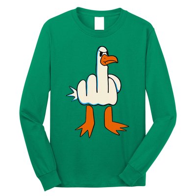I DonT Give A Duck Middle Finger Funny Offensive Rude Long Sleeve Shirt