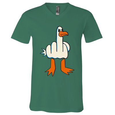 I DonT Give A Duck Middle Finger Funny Offensive Rude V-Neck T-Shirt