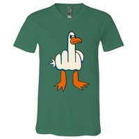 I DonT Give A Duck Middle Finger Funny Offensive Rude V-Neck T-Shirt