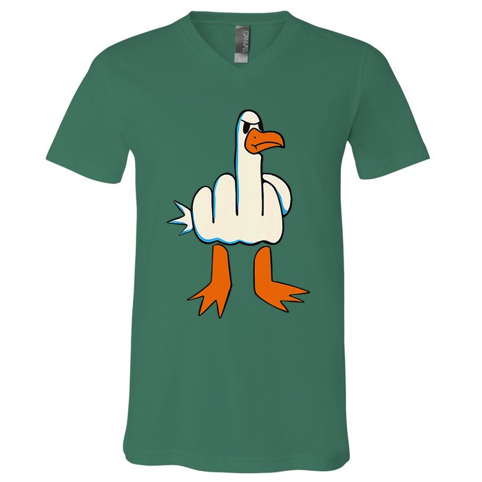 I DonT Give A Duck Middle Finger Funny Offensive Rude V-Neck T-Shirt