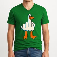 I DonT Give A Duck Middle Finger Funny Offensive Rude V-Neck T-Shirt