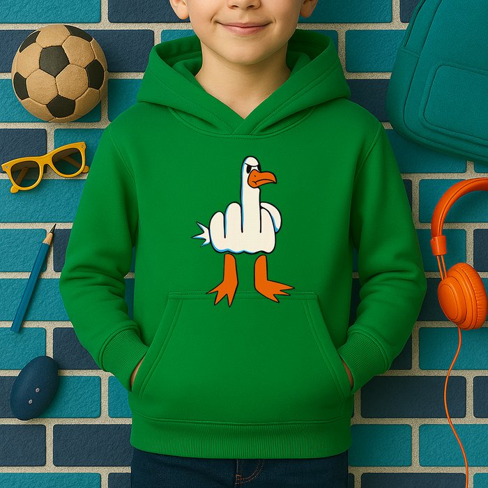 I DonT Give A Duck Middle Finger Funny Offensive Rude Kids Hoodie