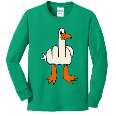 I DonT Give A Duck Middle Finger Funny Offensive Rude Kids Long Sleeve Shirt