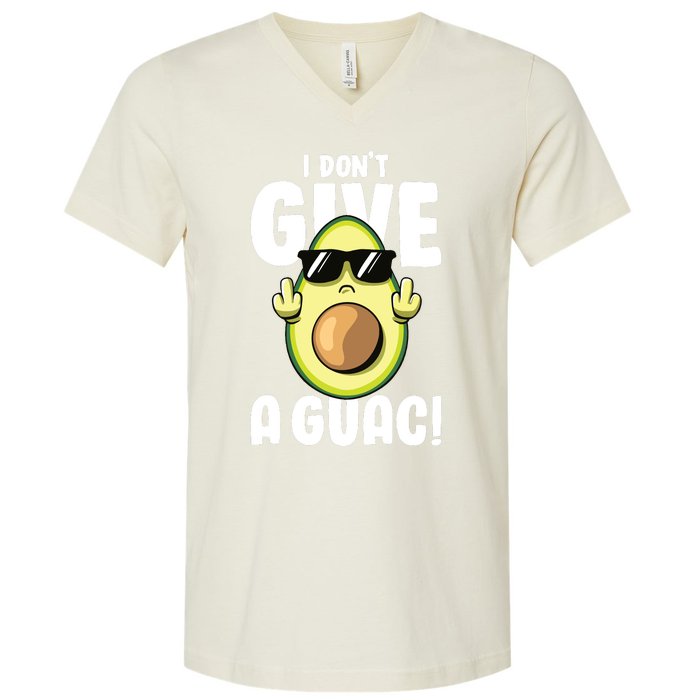 I Dont Give A Guac Love Avocado Guacamole Funny Vegan V-Neck T-Shirt