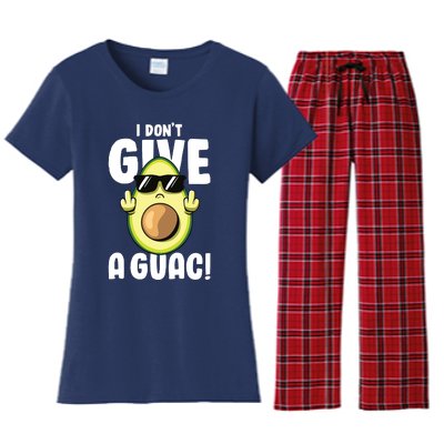 I Dont Give A Guac Love Avocado Guacamole Funny Vegan Women's Flannel Pajama Set