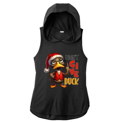 I Dont Give A Duck Funny Sarcastic Grumpy Duck Christmas Ladies PosiCharge Tri-Blend Wicking Draft Hoodie Tank