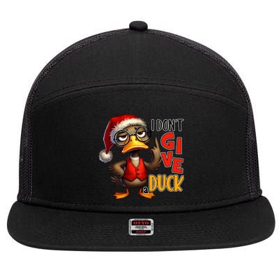 I Dont Give A Duck Funny Sarcastic Grumpy Duck Christmas 7 Panel Mesh Trucker Snapback Hat