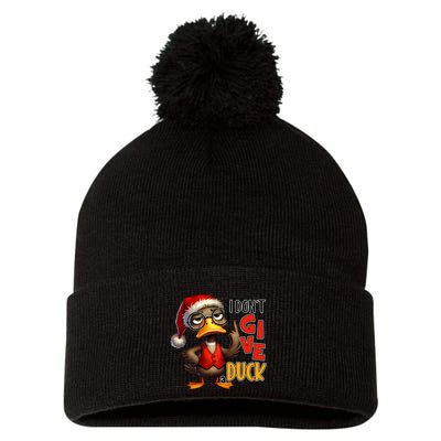I Dont Give A Duck Funny Sarcastic Grumpy Duck Christmas Pom Pom 12in Knit Beanie