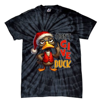 I Dont Give A Duck Funny Sarcastic Grumpy Duck Christmas Tie-Dye T-Shirt
