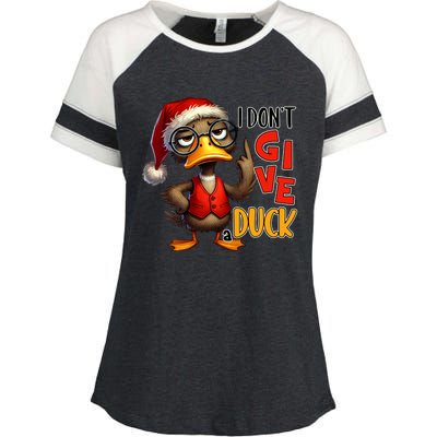 I Dont Give A Duck Funny Sarcastic Grumpy Duck Christmas Enza Ladies Jersey Colorblock Tee