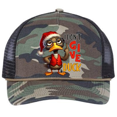 I Dont Give A Duck Funny Sarcastic Grumpy Duck Christmas Retro Rope Trucker Hat Cap