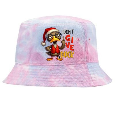 I Dont Give A Duck Funny Sarcastic Grumpy Duck Christmas Tie-Dyed Bucket Hat