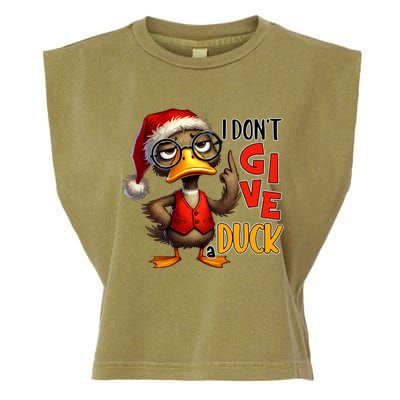 I Dont Give A Duck Funny Sarcastic Grumpy Duck Christmas Garment-Dyed Women's Muscle Tee