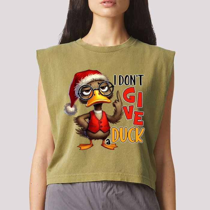 I Dont Give A Duck Funny Sarcastic Grumpy Duck Christmas Garment-Dyed Women's Muscle Tee