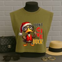 I Dont Give A Duck Funny Sarcastic Grumpy Duck Christmas Garment-Dyed Women's Muscle Tee