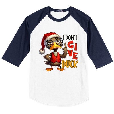 I Dont Give A Duck Funny Sarcastic Grumpy Duck Christmas Baseball Sleeve Shirt