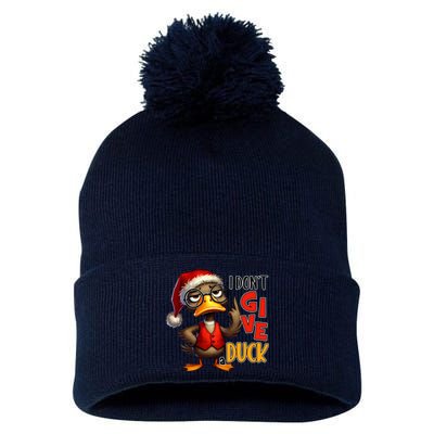 I Dont Give A Duck Funny Sarcastic Grumpy Duck Christmas Pom Pom 12in Knit Beanie