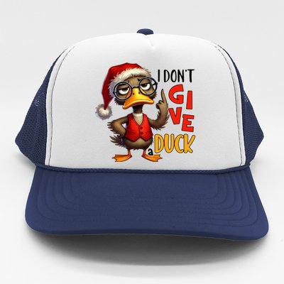 I Dont Give A Duck Funny Sarcastic Grumpy Duck Christmas Trucker Hat