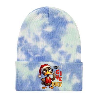 I Dont Give A Duck Funny Sarcastic Grumpy Duck Christmas Tie Dye 12in Knit Beanie