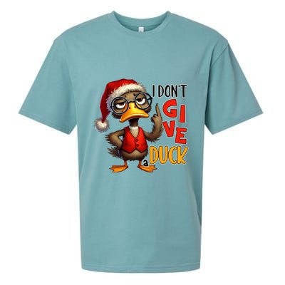 I Dont Give A Duck Funny Sarcastic Grumpy Duck Christmas Sueded Cloud Jersey T-Shirt