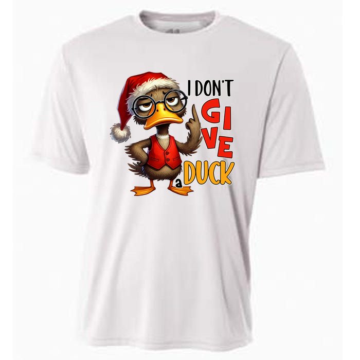 I Dont Give A Duck Funny Sarcastic Grumpy Duck Christmas Cooling Performance Crew T-Shirt