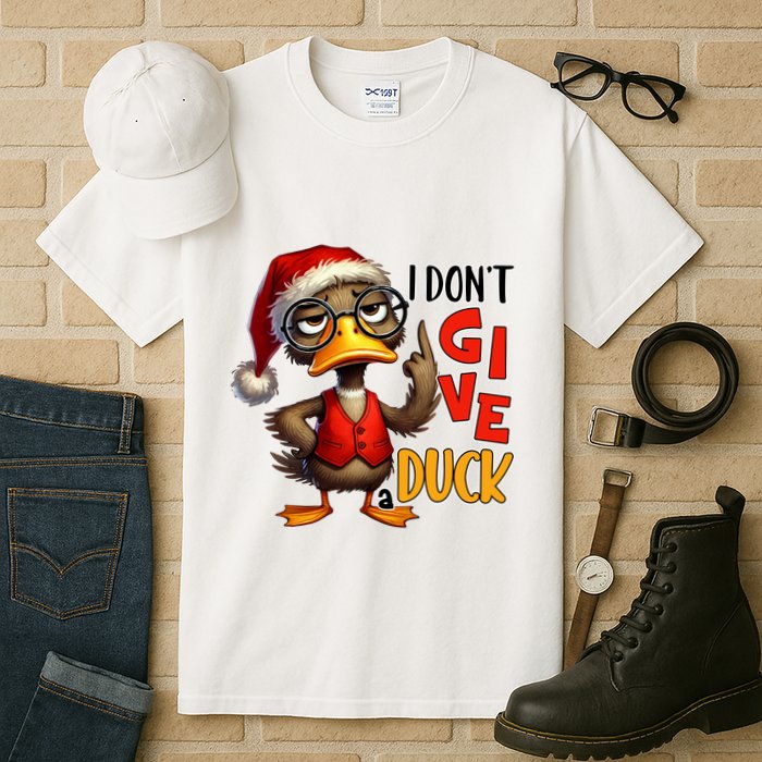 I Dont Give A Duck Funny Sarcastic Grumpy Duck Christmas Tall T-Shirt