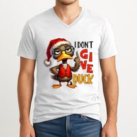I Dont Give A Duck Funny Sarcastic Grumpy Duck Christmas V-Neck T-Shirt