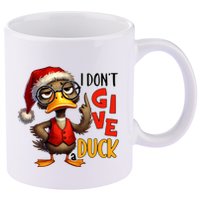 I Dont Give A Duck Funny Sarcastic Grumpy Duck Christmas 11oz C Handle Ceramic Mug