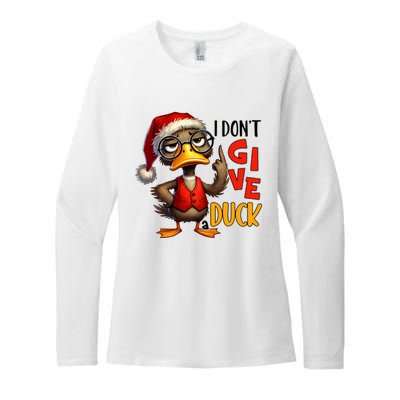 I Dont Give A Duck Funny Sarcastic Grumpy Duck Christmas Womens CVC Long Sleeve Shirt