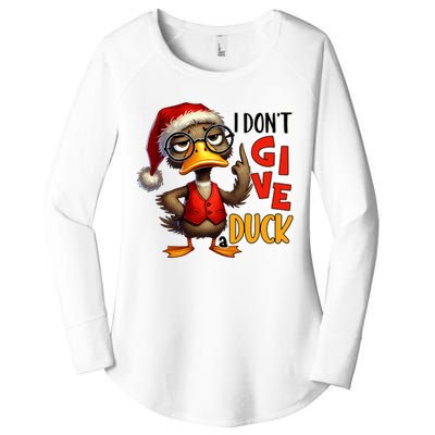 I Dont Give A Duck Funny Sarcastic Grumpy Duck Christmas Women's Perfect Tri Tunic Long Sleeve Shirt