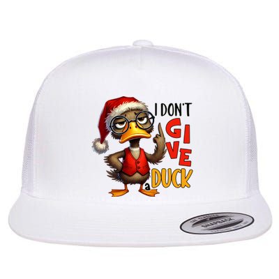 I Dont Give A Duck Funny Sarcastic Grumpy Duck Christmas Flat Bill Trucker Hat