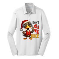 I Dont Give A Duck Funny Sarcastic Grumpy Duck Christmas Silk Touch Performance Long Sleeve Polo