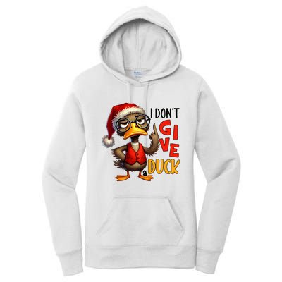 I Dont Give A Duck Funny Sarcastic Grumpy Duck Christmas Women's Pullover Hoodie