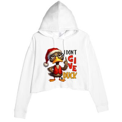I Dont Give A Duck Funny Sarcastic Grumpy Duck Christmas Crop Fleece Hoodie