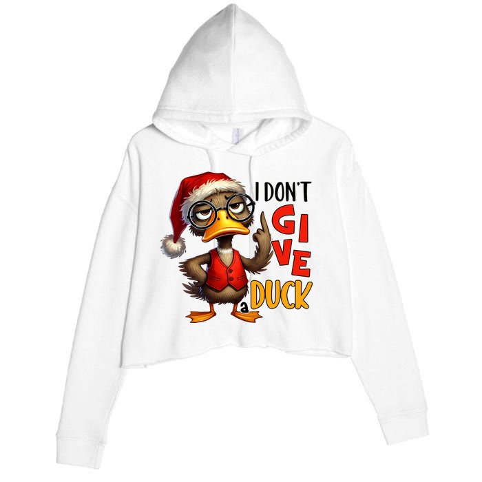 I Dont Give A Duck Funny Sarcastic Grumpy Duck Christmas Crop Fleece Hoodie