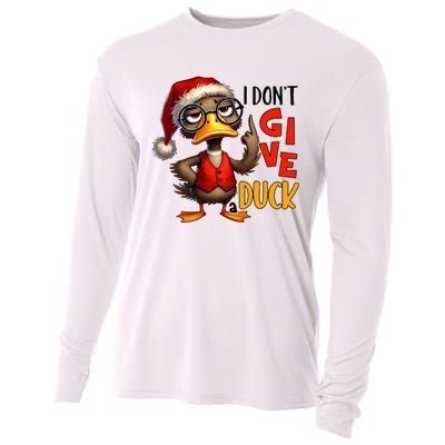 I Dont Give A Duck Funny Sarcastic Grumpy Duck Christmas Cooling Performance Long Sleeve Crew