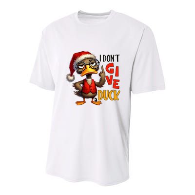 I Dont Give A Duck Funny Sarcastic Grumpy Duck Christmas Youth Performance Sprint T-Shirt