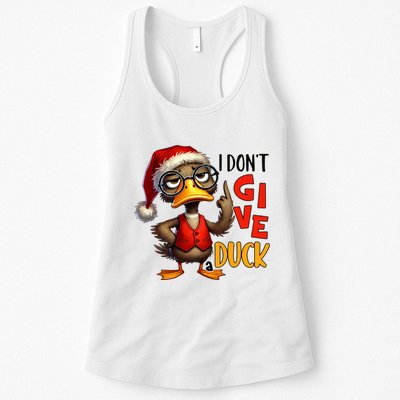 I Dont Give A Duck Funny Sarcastic Grumpy Duck Christmas Womens Tank Top