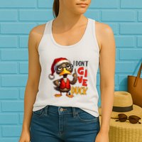 I Dont Give A Duck Funny Sarcastic Grumpy Duck Christmas Womens Tank Top